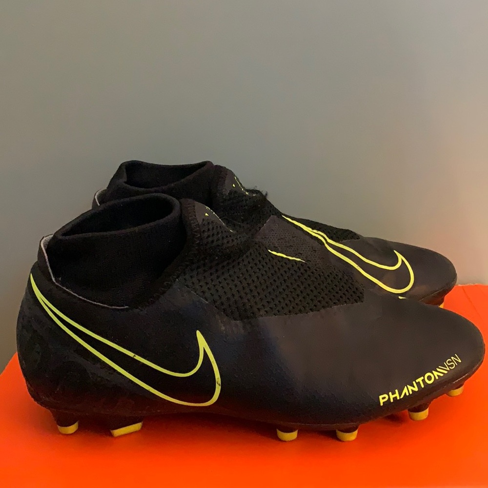 Neon Green and Black Nike Ghost Lace Soccer Cleats